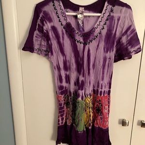 Women’s tye-dye blouse or short sun dress new one size - looks like medium